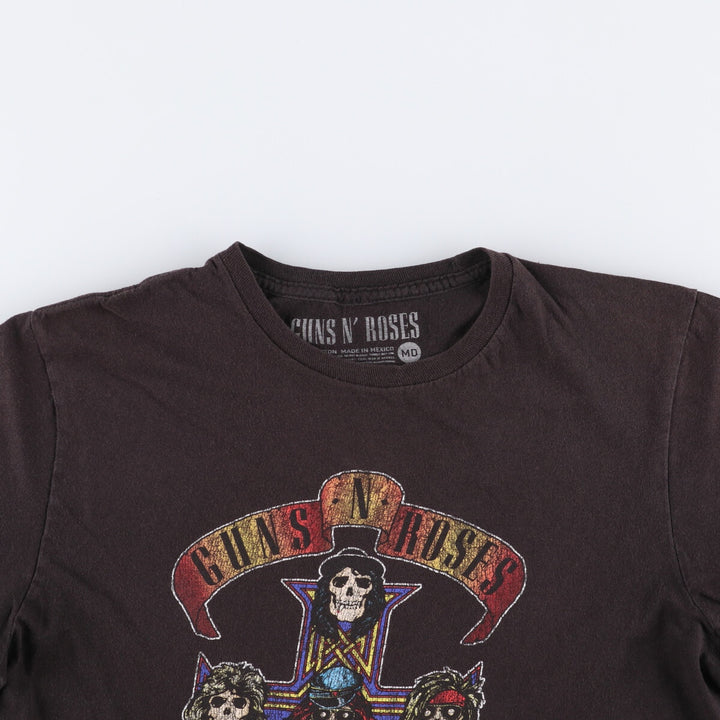 GUNS N' ROSES Skull Pattern Band T-shirt, Men's M size cotton black type Vintage Second Hand