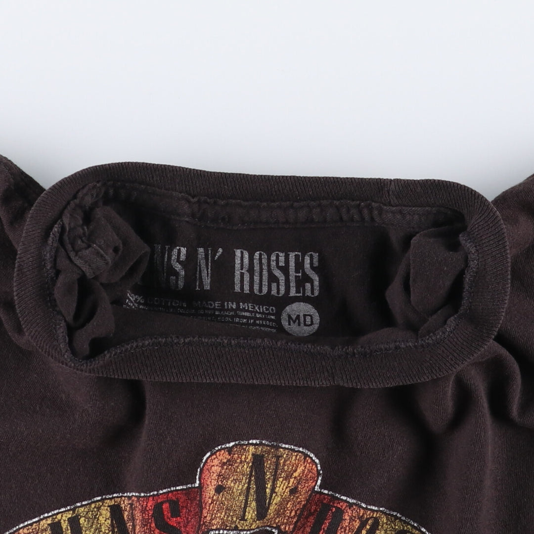 GUNS N' ROSES Skull Pattern Band T-shirt, Men's M size cotton black type Vintage Second Hand