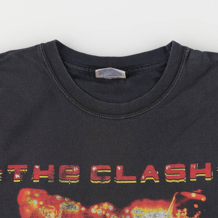 Hanes THE CLASH Band T-shirt, Men's L size cotton black type Vintage Second Hand