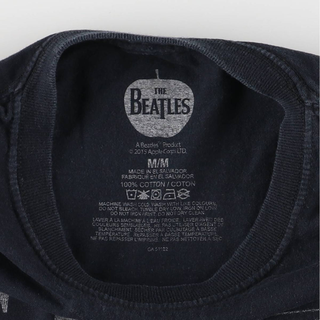 THE BEATLES Band T-shirt, Men's M size cotton black type Vintage Second Hand