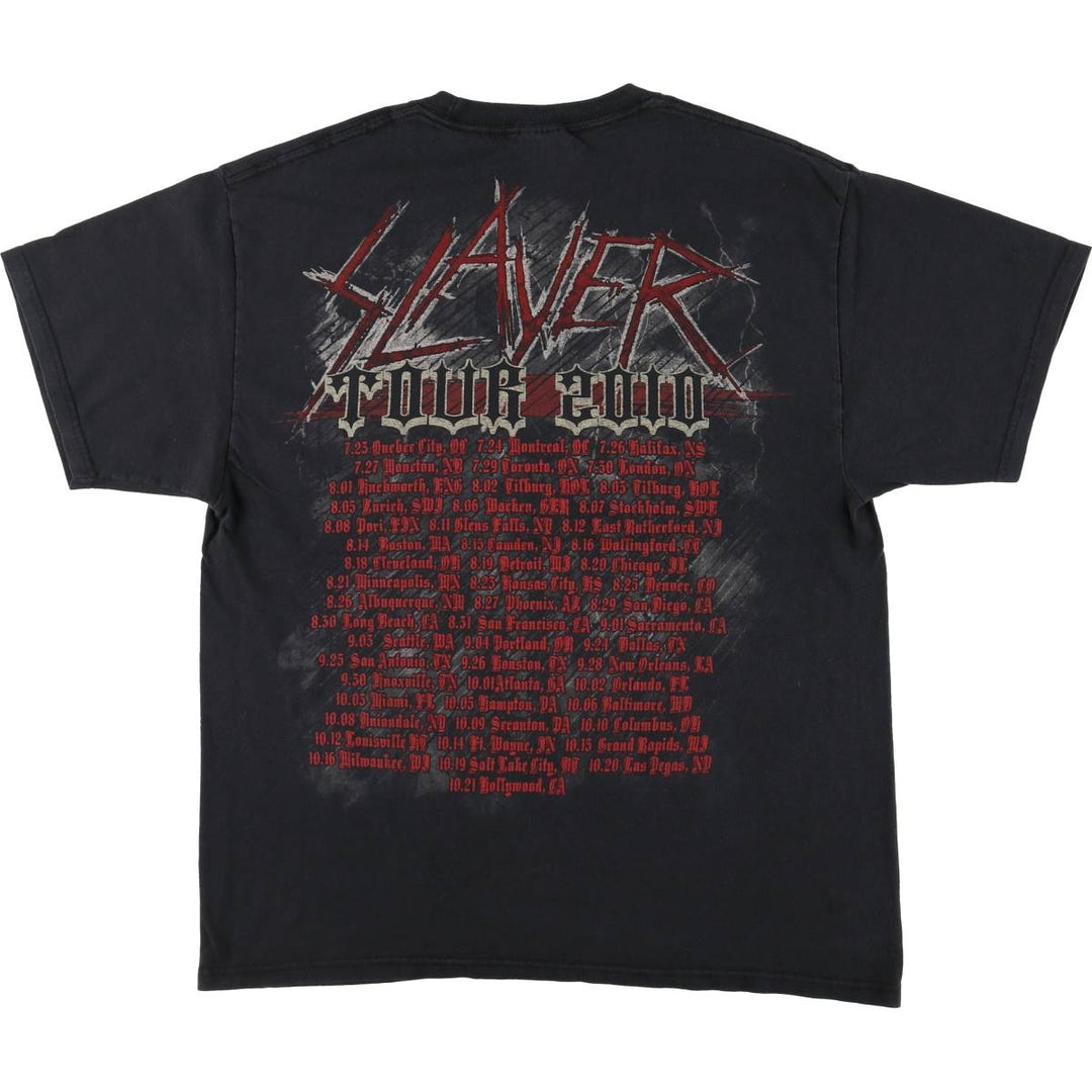Hanes HANES SLAYER Skull Pattern Band T-shirt, Men's L size cotton black type Vintage Second Hand