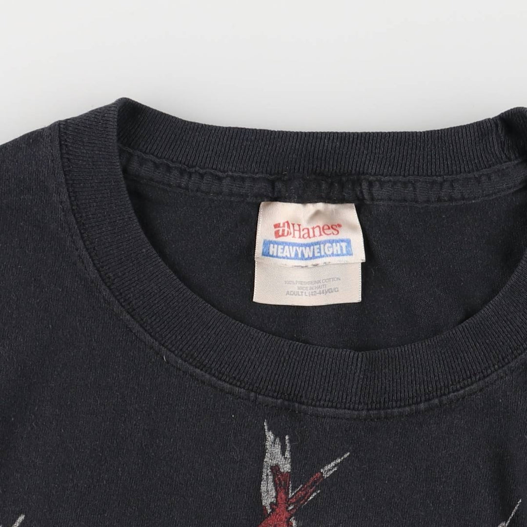 Hanes HANES SLAYER Skull Pattern Band T-shirt, Men's L size cotton black type Vintage Second Hand