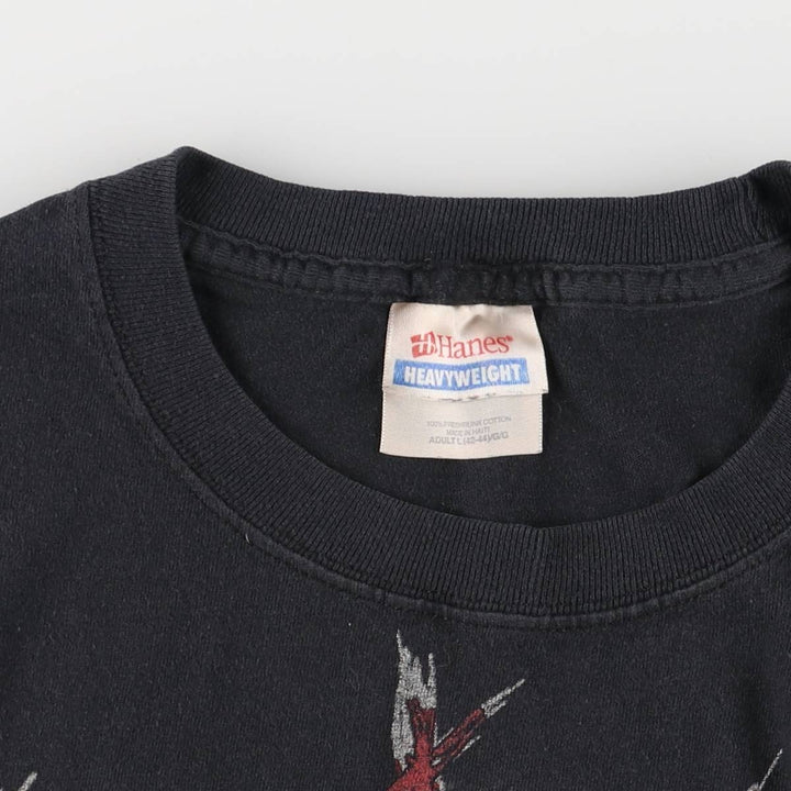 Hanes HANES SLAYER Skull Pattern Band T-shirt, Men's L size cotton black type Vintage Second Hand