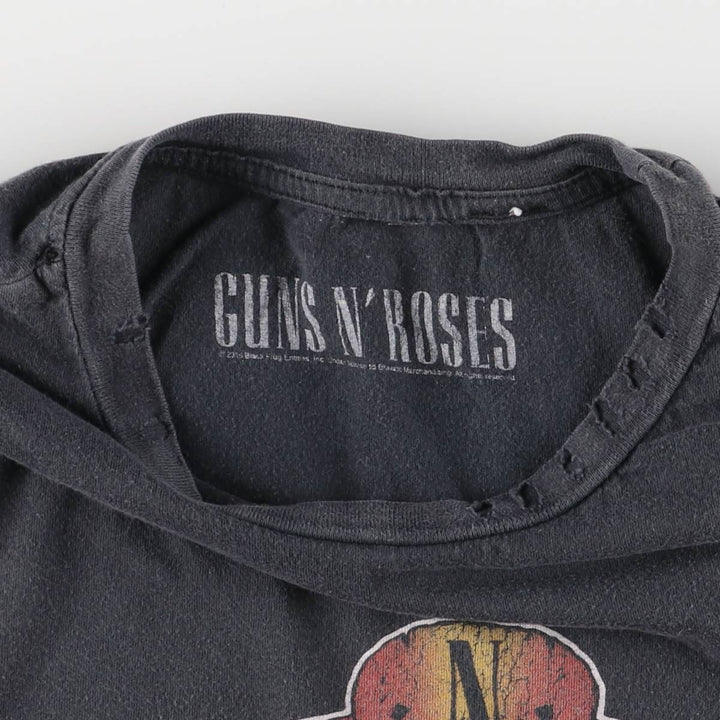 GUNS N' ROSES Skull Pattern Band T-shirt, Men's M size cotton black type Vintage Second Hand