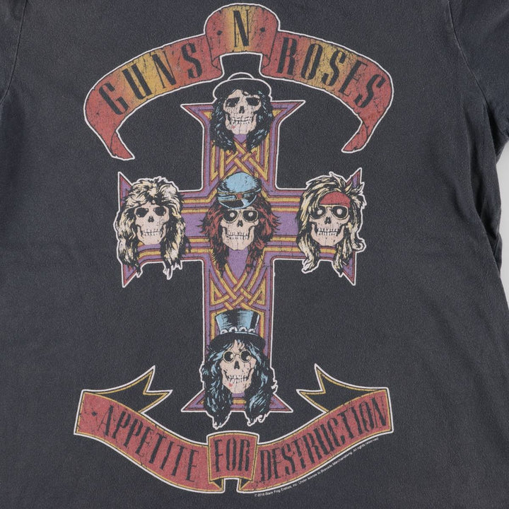 GUNS N' ROSES Skull Pattern Band T-shirt, Men's M size cotton black type Vintage Second Hand