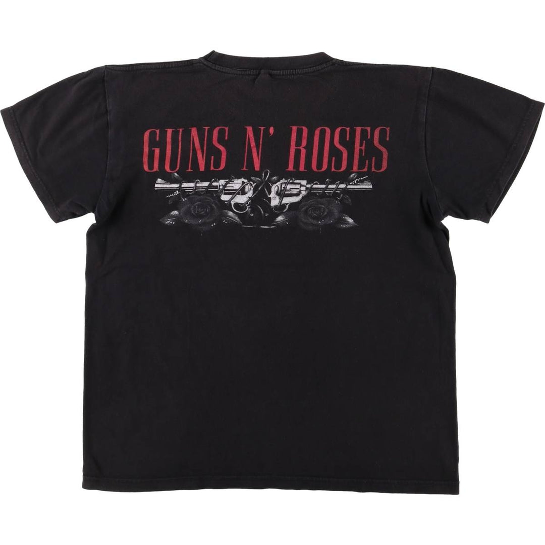 GUNS N' ROSES Skull Pattern Band T-shirt, Men's M size cotton black type Vintage Second Hand
