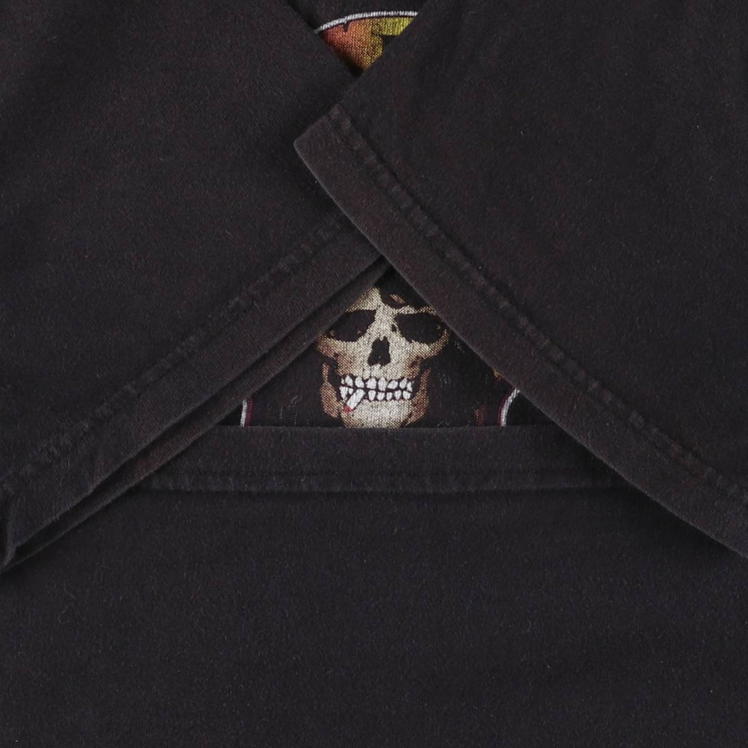 GUNS N' ROSES Skull Pattern Band T-shirt, Men's M size cotton black type Vintage Second Hand