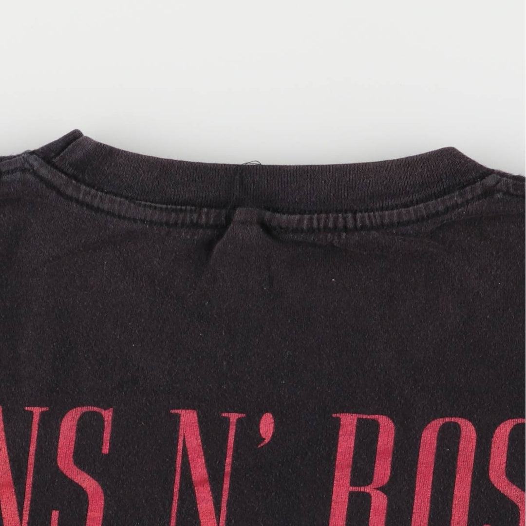 GUNS N' ROSES Skull Pattern Band T-shirt, Men's M size cotton black type Vintage Second Hand