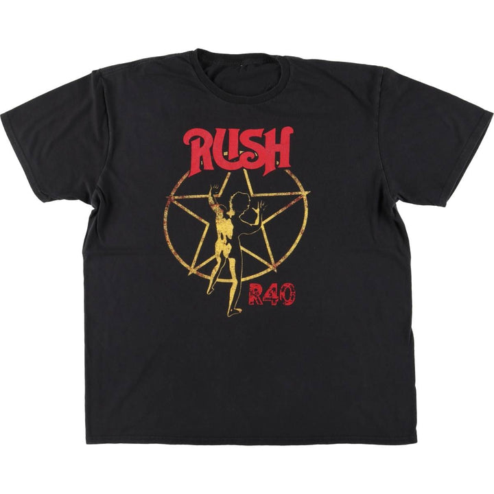 RUSH Band T-shirt, Men's L size unclear black type Vintage Second Hand