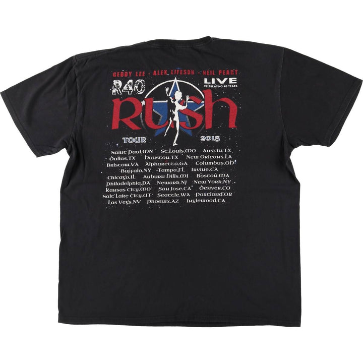 RUSH Band T-shirt, Men's L size unclear black type Vintage Second Hand