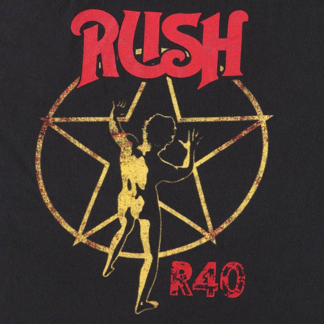 RUSH Band T-shirt, Men's L size unclear black type Vintage Second Hand