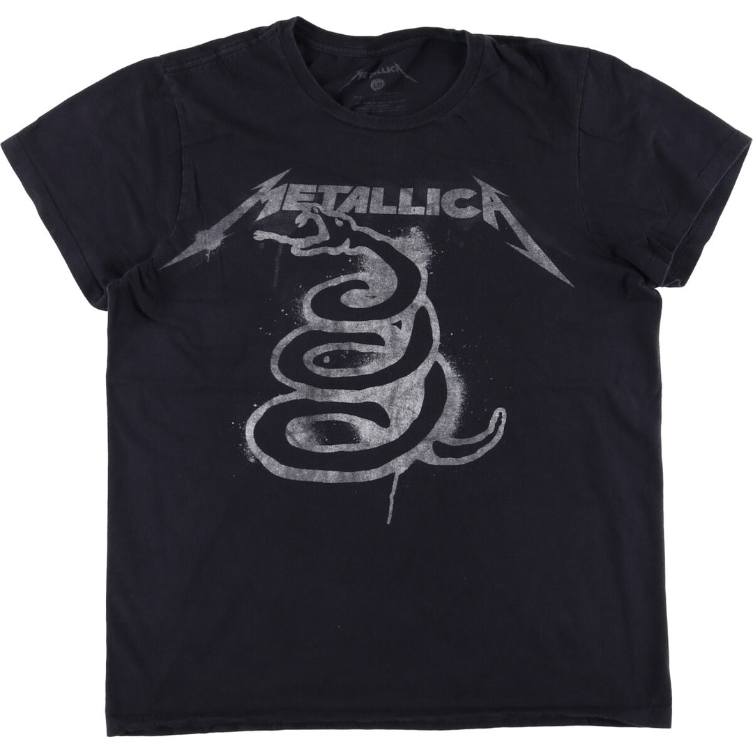 METALLICA Snake Pattern Python Pattern Band T-Shirt Band Tee Men's L size cotton black type Vintage Second Hand