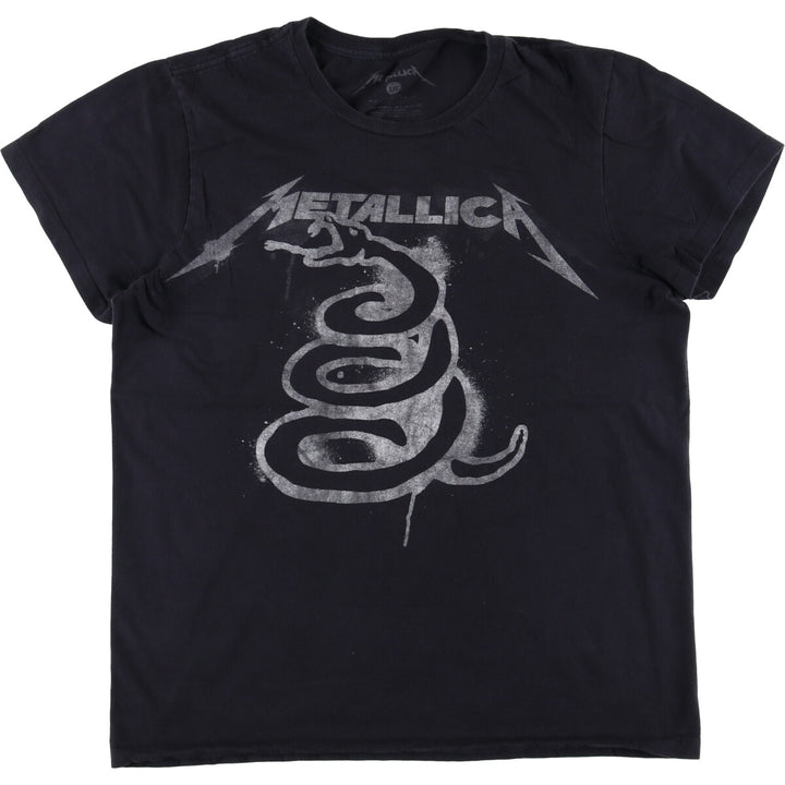 METALLICA Snake Pattern Python Pattern Band T-Shirt Band Tee Men's L size cotton black type Vintage Second Hand