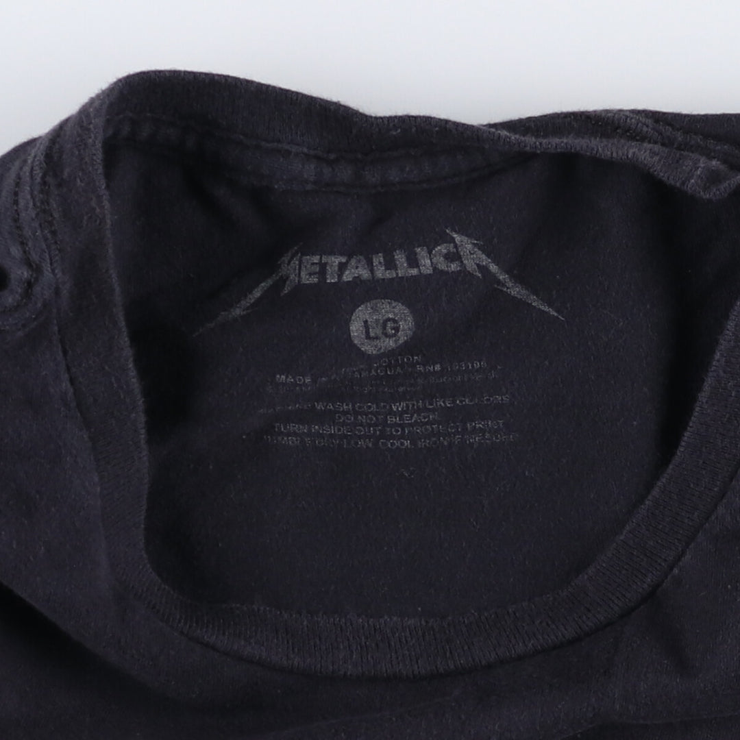METALLICA Snake Pattern Python Pattern Band T-Shirt Band Tee Men's L size cotton black type Vintage Second Hand