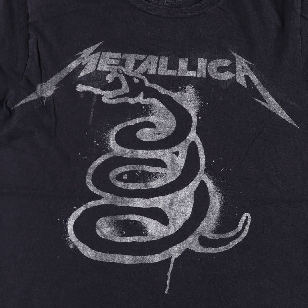 METALLICA Snake Pattern Python Pattern Band T-Shirt Band Tee Men's L size cotton black type Vintage Second Hand