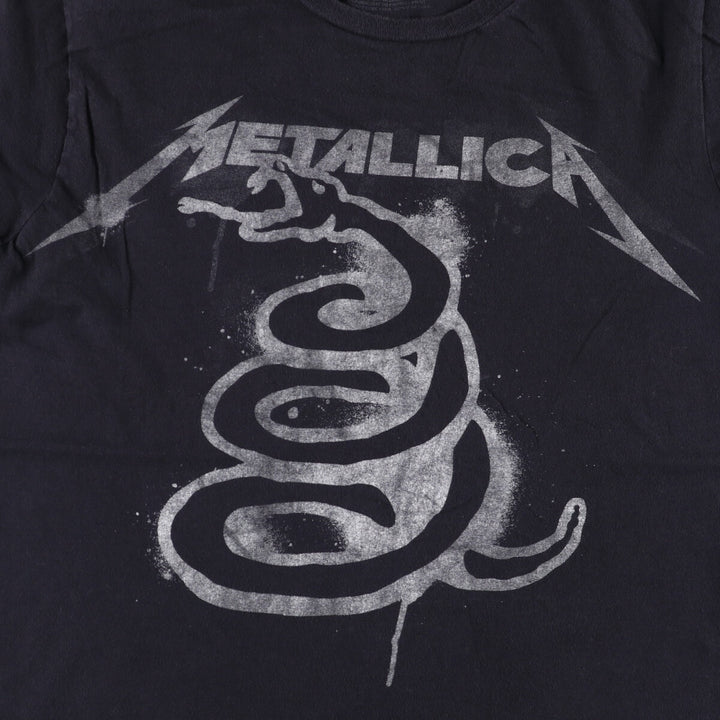 METALLICA Snake Pattern Python Pattern Band T-Shirt Band Tee Men's L size cotton black type Vintage Second Hand