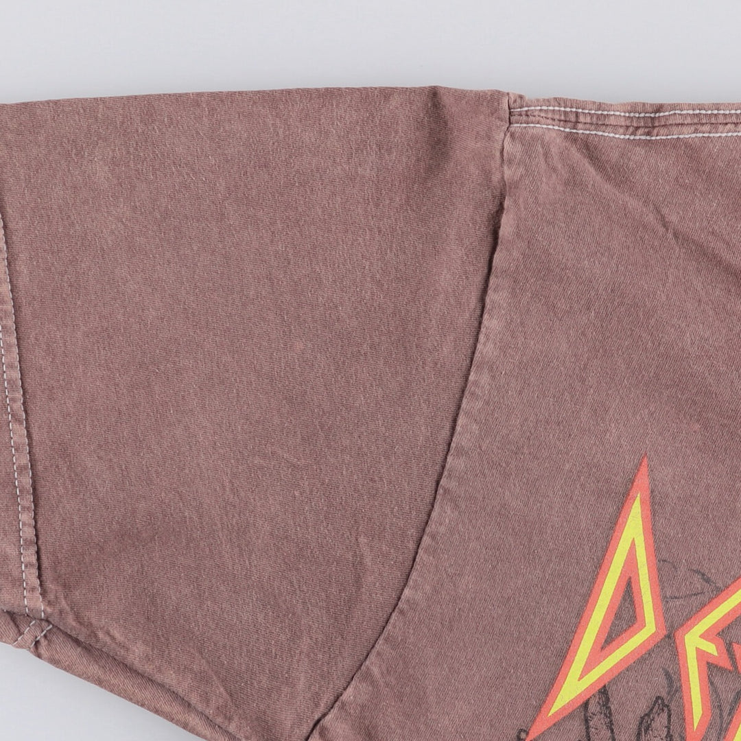 DEF LEPPARD Skull Pattern Band T-shirt, Men's S size cotton brown type Vintage Second Hand