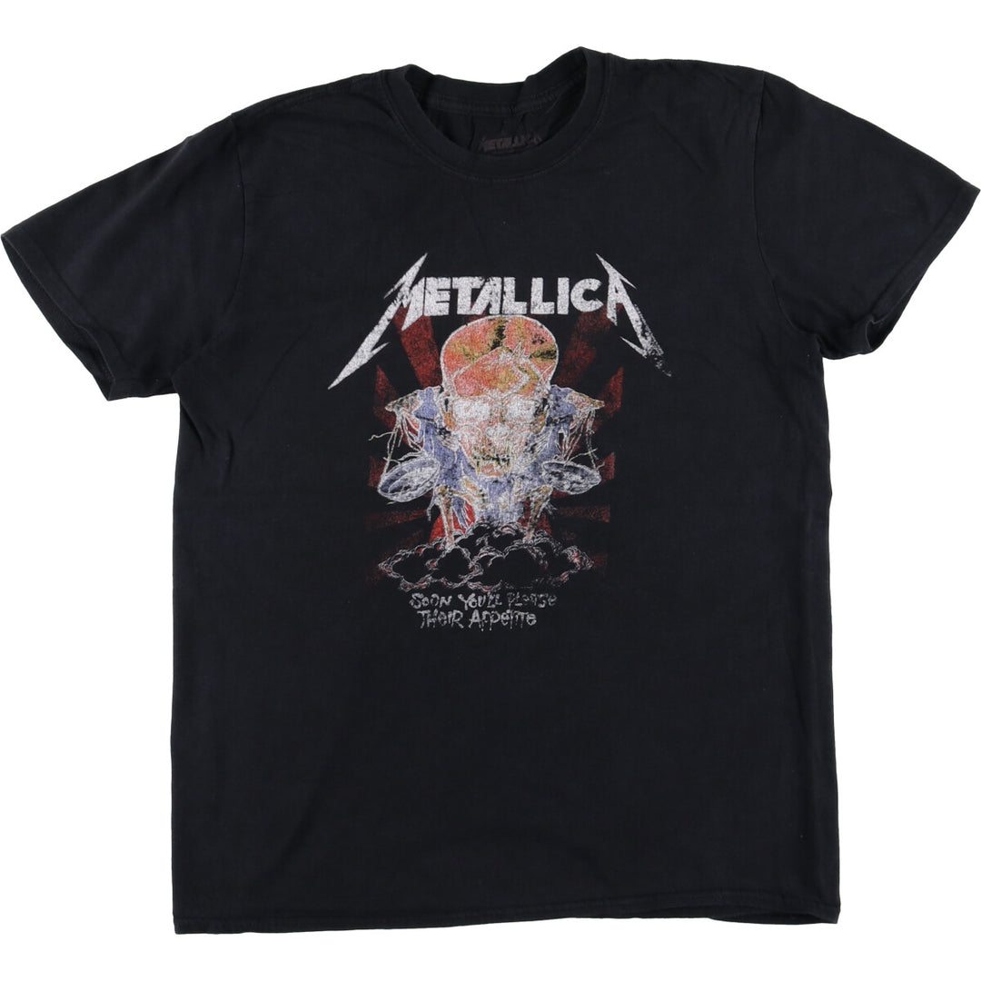 METALLICA Skull Pattern Band T-shirt Band Tee Men's M size cotton black type Vintage Second Hand