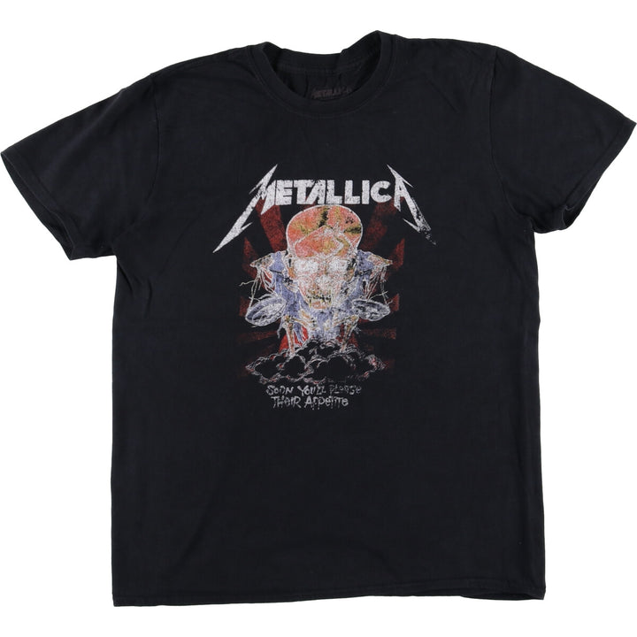 METALLICA Skull Pattern Band T-shirt Band Tee Men's M size cotton black type Vintage Second Hand