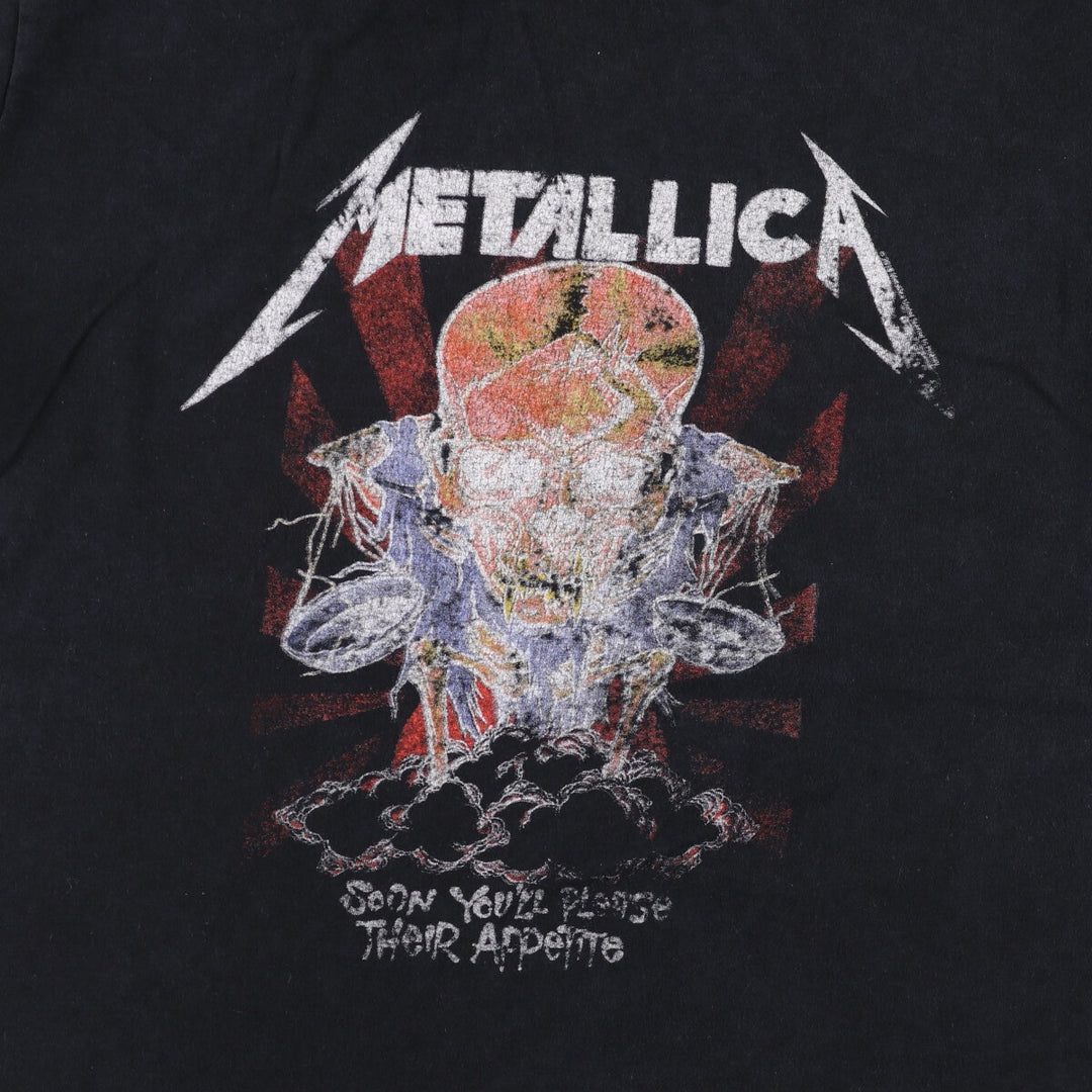 METALLICA Skull Pattern Band T-shirt Band Tee Men's M size cotton black type Vintage Second Hand