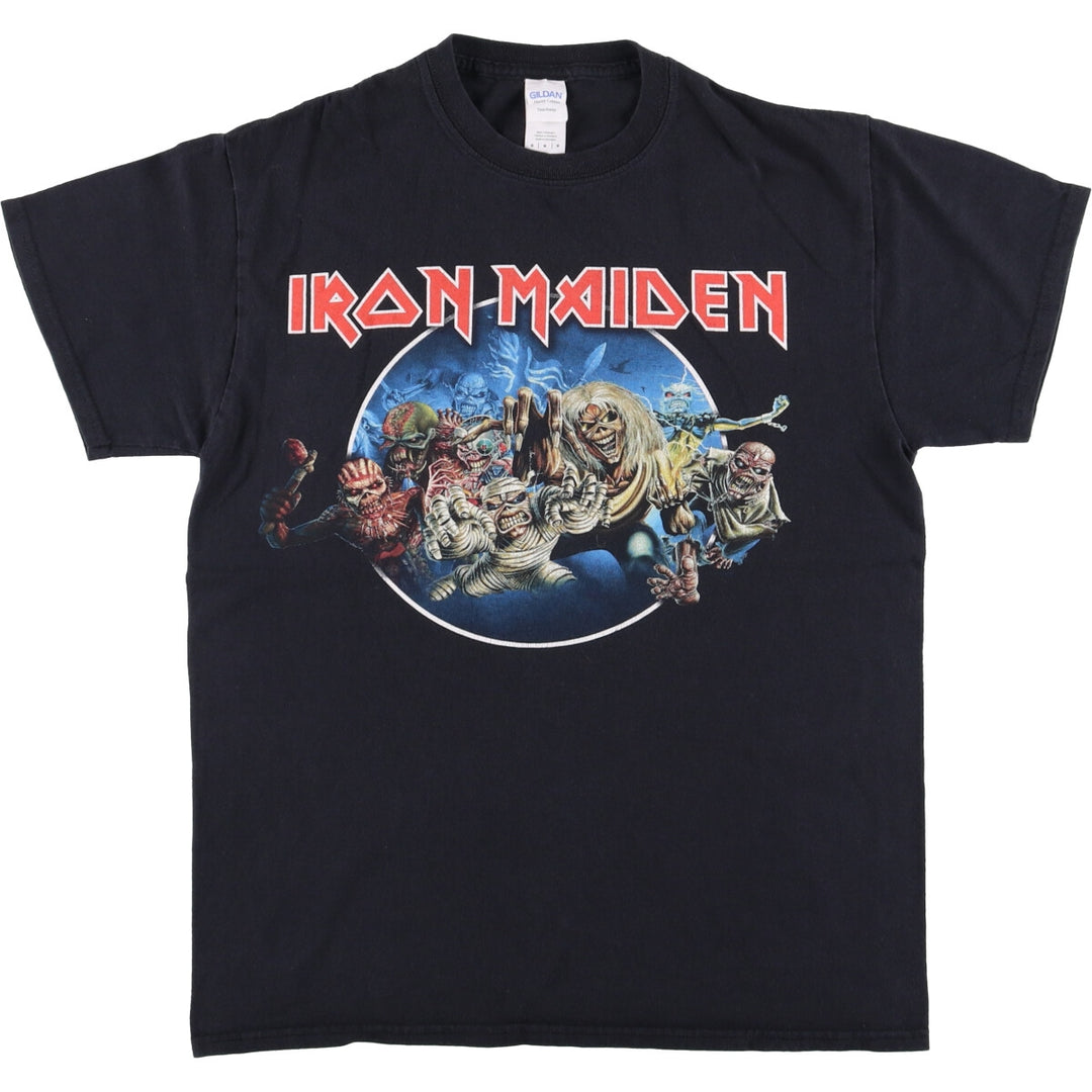 Gildan Iron Maiden Band T-Shirt, Men's Medium Size cotton black type Vintage Second Hand