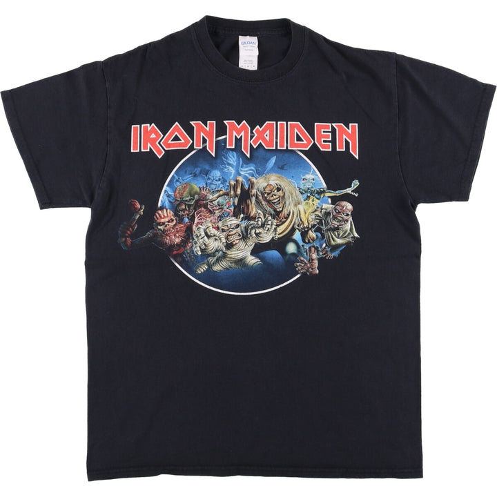 Gildan Iron Maiden Band T-Shirt, Men's Medium Size cotton black type Vintage Second Hand