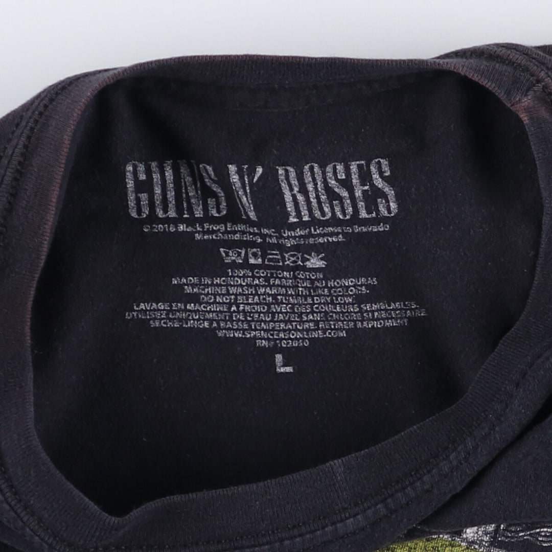 GUNS N' ROSES Skull Pattern Band T-shirt, Band Tee, Men's L size cotton black type Vintage Second Hand