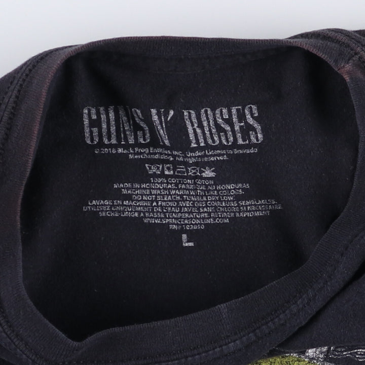 GUNS N' ROSES Skull Pattern Band T-shirt, Band Tee, Men's L size cotton black type Vintage Second Hand