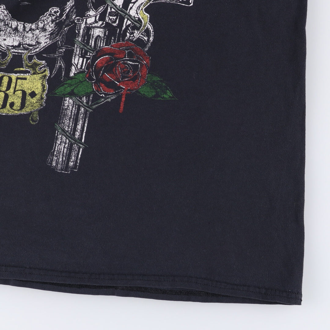 GUNS N' ROSES Skull Pattern Band T-shirt, Band Tee, Men's L size cotton black type Vintage Second Hand