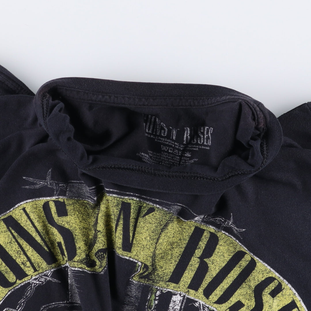 GUNS N' ROSES Skull Pattern Band T-shirt, Band Tee, Men's L size cotton black type Vintage Second Hand