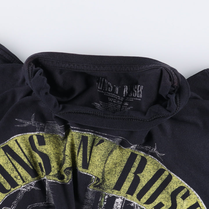 GUNS N' ROSES Skull Pattern Band T-shirt, Band Tee, Men's L size cotton black type Vintage Second Hand