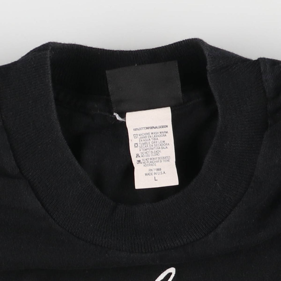 90'S Printed T-shirt Made in USA Men's L Size Vintage Single Stitch cotton black type Vintage Second Hand
