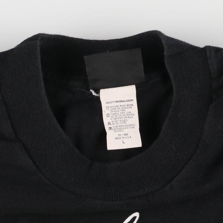 90'S Printed T-shirt Made in USA Men's L Size Vintage Single Stitch cotton black type Vintage Second Hand