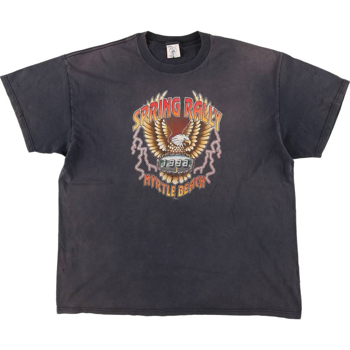 Delta DELTA Eagle Pattern Motorcycle Bike T-shirt Men's XXL cotton black type Vintage Second Hand