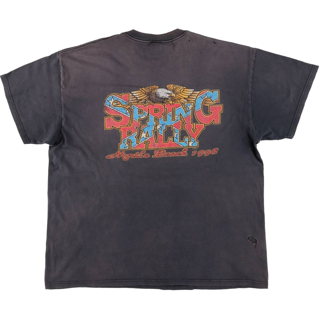 Delta DELTA Eagle Pattern Motorcycle Bike T-shirt Men's XXL cotton black type Vintage Second Hand