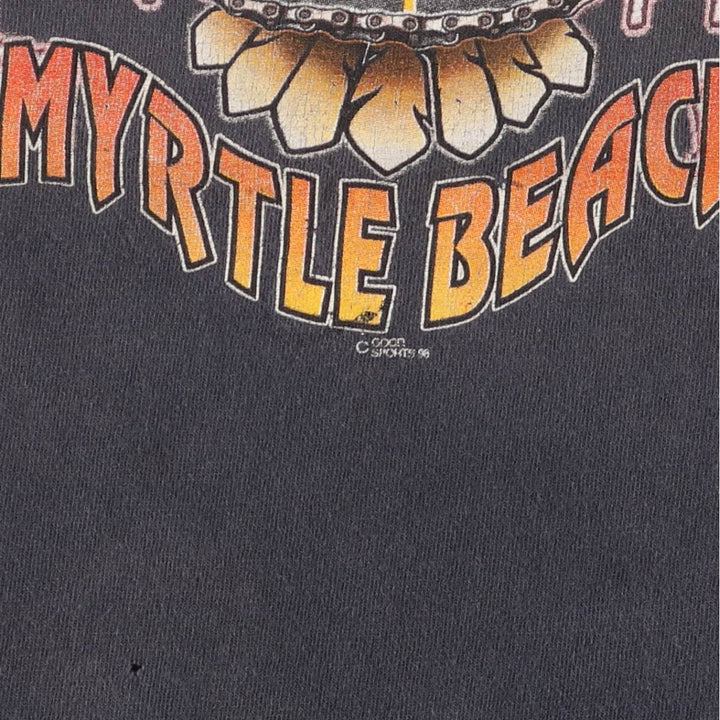 Delta DELTA Eagle Pattern Motorcycle Bike T-shirt Men's XXL cotton black type Vintage Second Hand