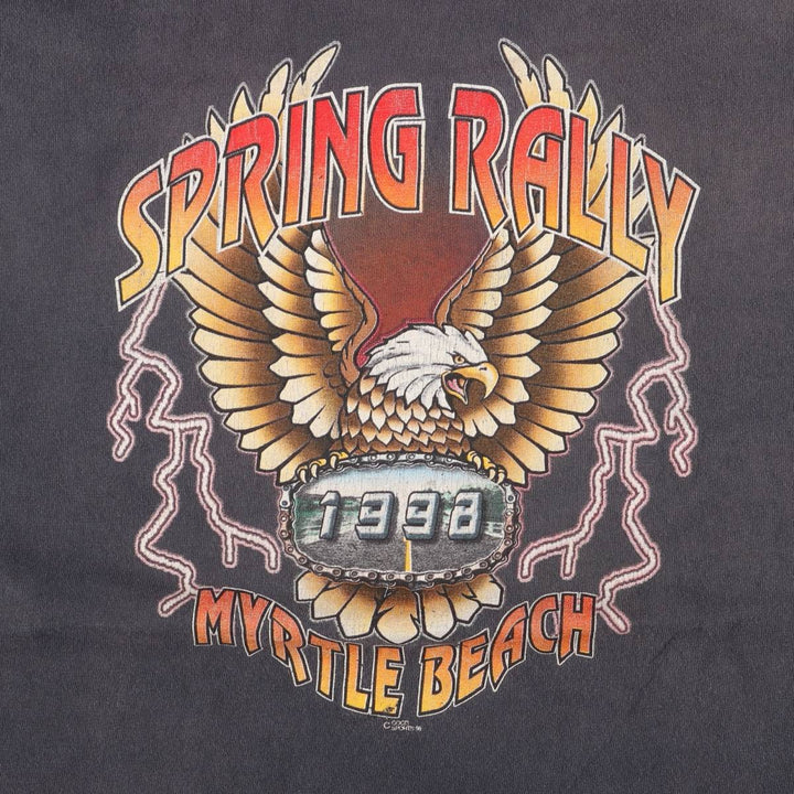 Delta DELTA Eagle Pattern Motorcycle Bike T-shirt Men's XXL cotton black type Vintage Second Hand