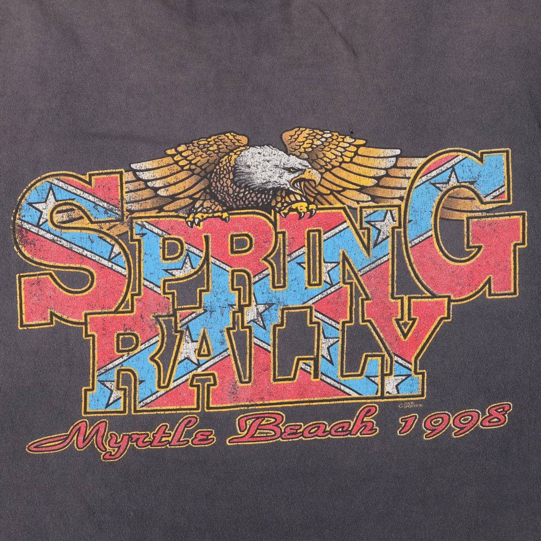 Delta DELTA Eagle Pattern Motorcycle Bike T-shirt Men's XXL cotton black type Vintage Second Hand