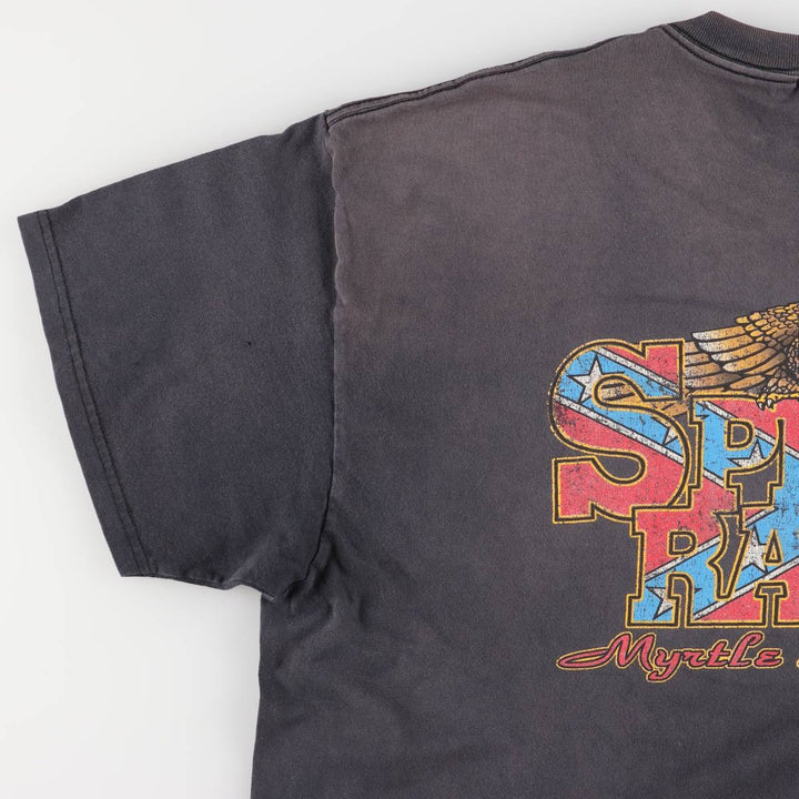 Delta DELTA Eagle Pattern Motorcycle Bike T-shirt Men's XXL cotton black type Vintage Second Hand