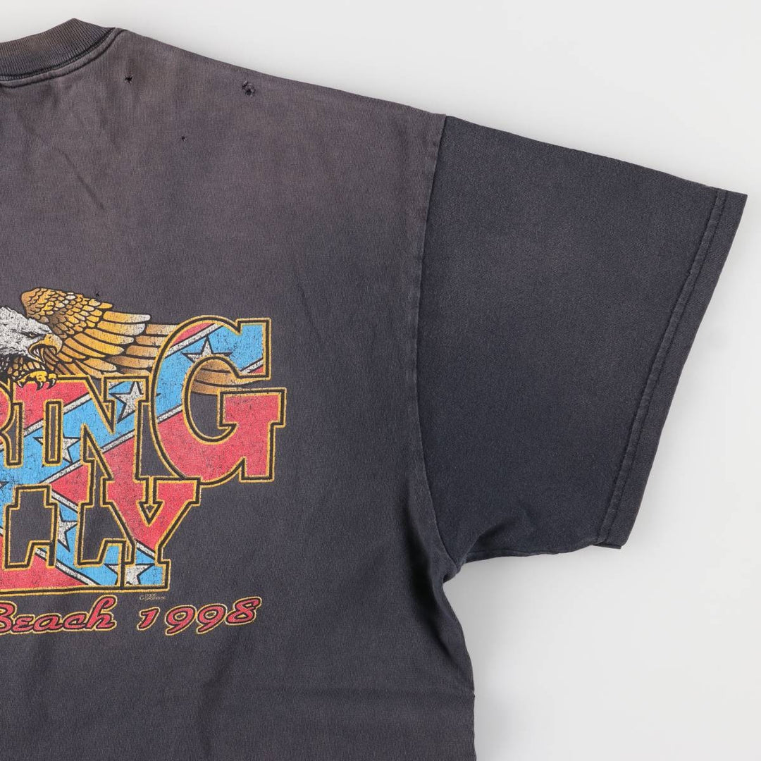 Delta DELTA Eagle Pattern Motorcycle Bike T-shirt Men's XXL cotton black type Vintage Second Hand