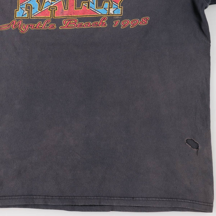 Delta DELTA Eagle Pattern Motorcycle Bike T-shirt Men's XXL cotton black type Vintage Second Hand