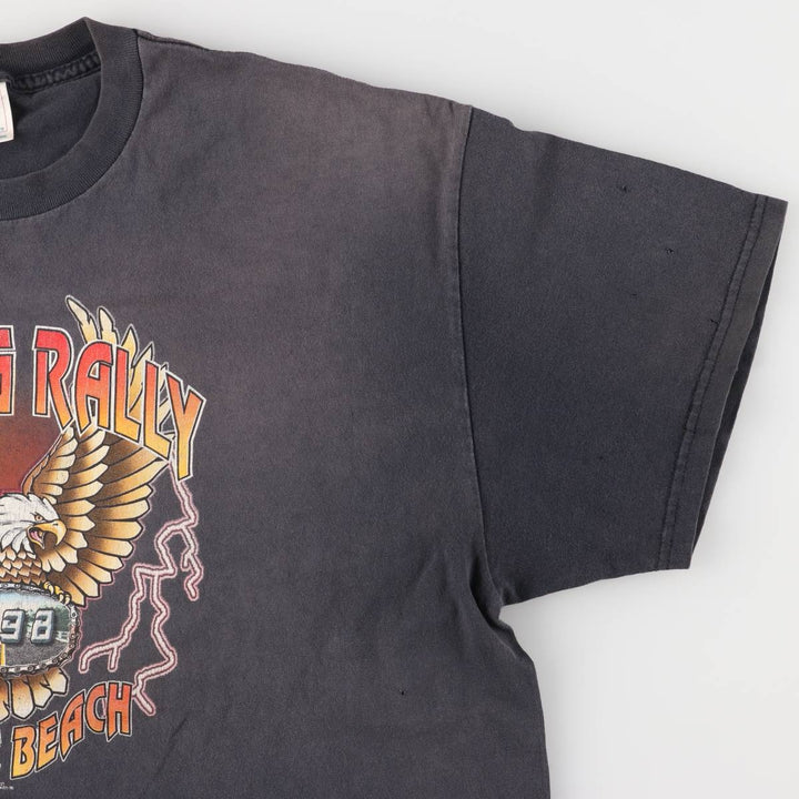 Delta DELTA Eagle Pattern Motorcycle Bike T-shirt Men's XXL cotton black type Vintage Second Hand