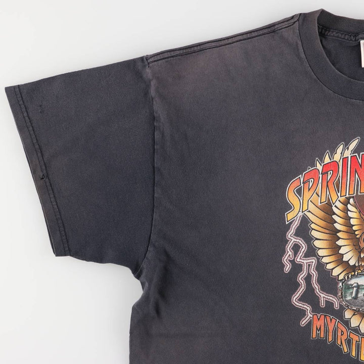 Delta DELTA Eagle Pattern Motorcycle Bike T-shirt Men's XXL cotton black type Vintage Second Hand