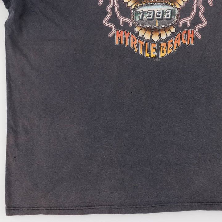 Delta DELTA Eagle Pattern Motorcycle Bike T-shirt Men's XXL cotton black type Vintage Second Hand