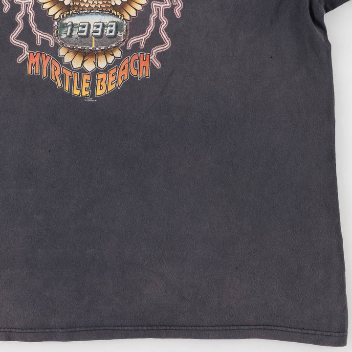 Delta DELTA Eagle Pattern Motorcycle Bike T-shirt Men's XXL cotton black type Vintage Second Hand