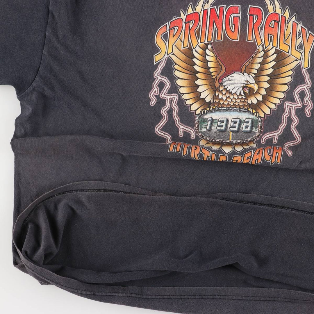 Delta DELTA Eagle Pattern Motorcycle Bike T-shirt Men's XXL cotton black type Vintage Second Hand