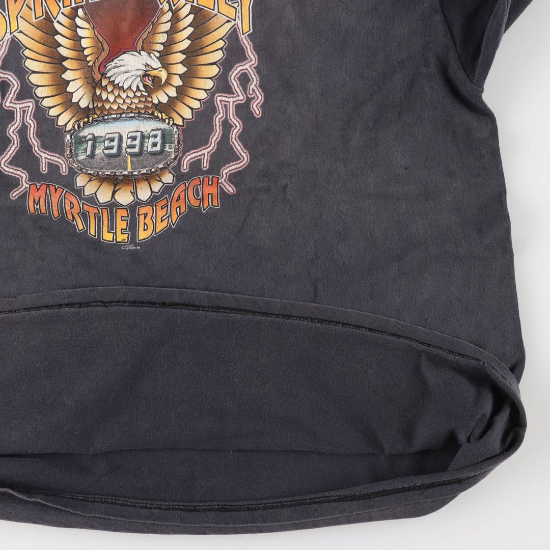 Delta DELTA Eagle Pattern Motorcycle Bike T-shirt Men's XXL cotton black type Vintage Second Hand