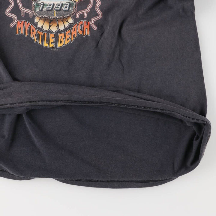 Delta DELTA Eagle Pattern Motorcycle Bike T-shirt Men's XXL cotton black type Vintage Second Hand