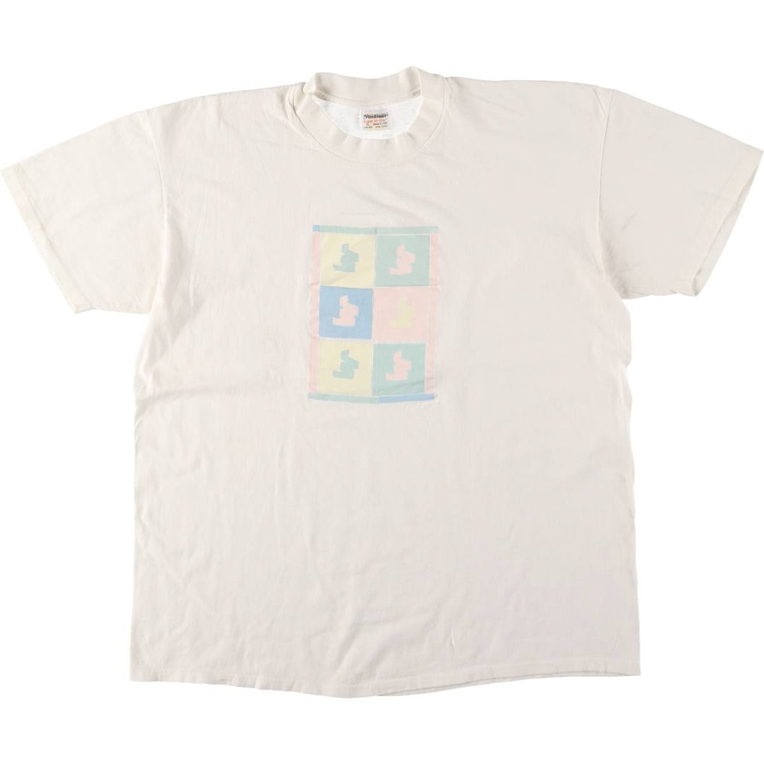 Vintage 80s-90'S Stedman Printed T-shirt Made in USA Men's XL cotton white type Vintage Second Hand