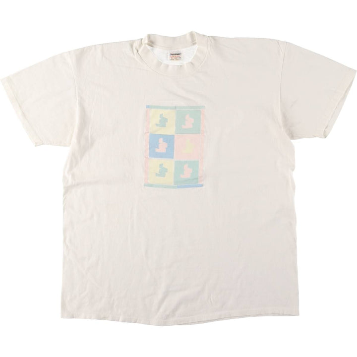 Vintage 80s-90'S Stedman Printed T-shirt Made in USA Men's XL cotton white type Vintage Second Hand